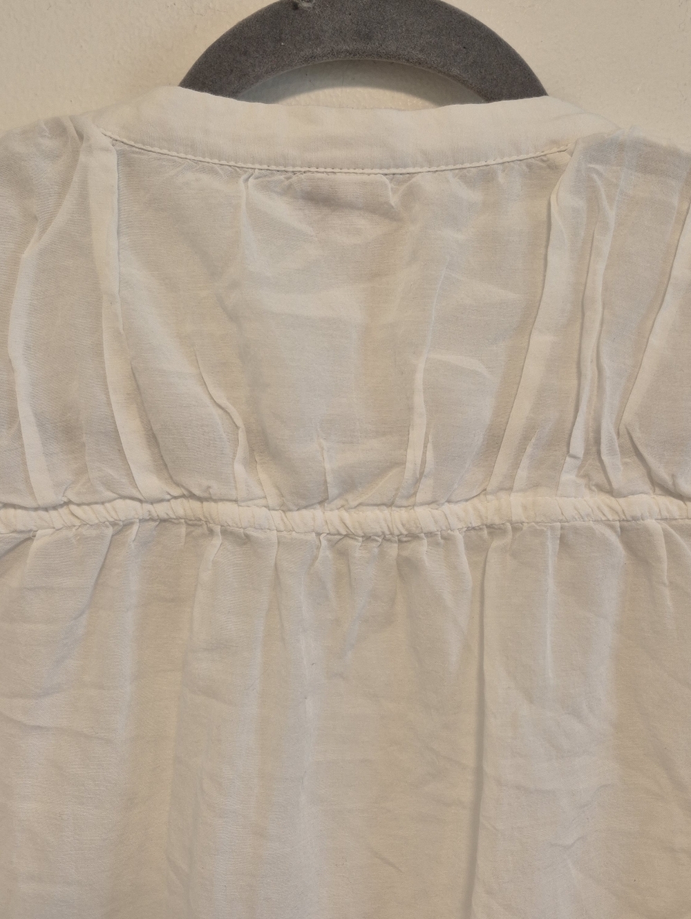 Lightweight White Women's Button Henley Blouse - Picture 11 of 16